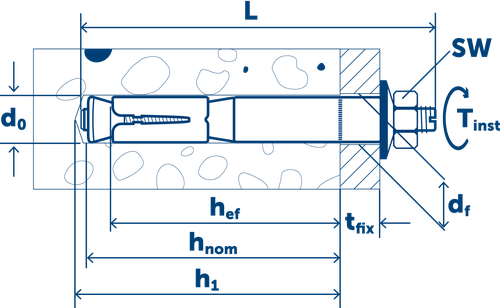 Sormat Анкер LIEBIG B для высоких нагрузок оцинкованный M12-20/80/5
